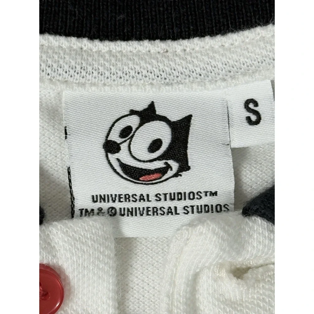 Universal Studios FELIX THE CAT White Polo Shirt Size Small Preppy Tennis Golf‎
